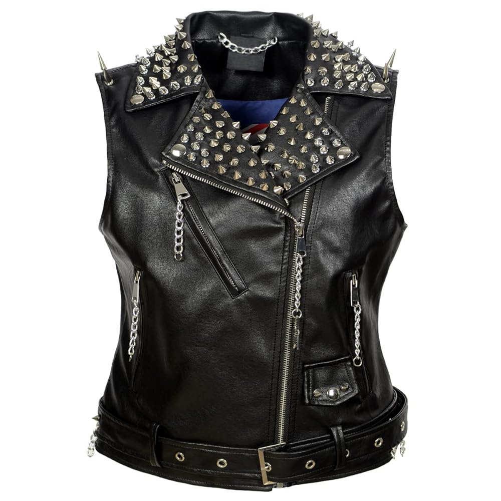 Amazon.com: Fashion SX Men's Punk Leather Motorcycle Vest